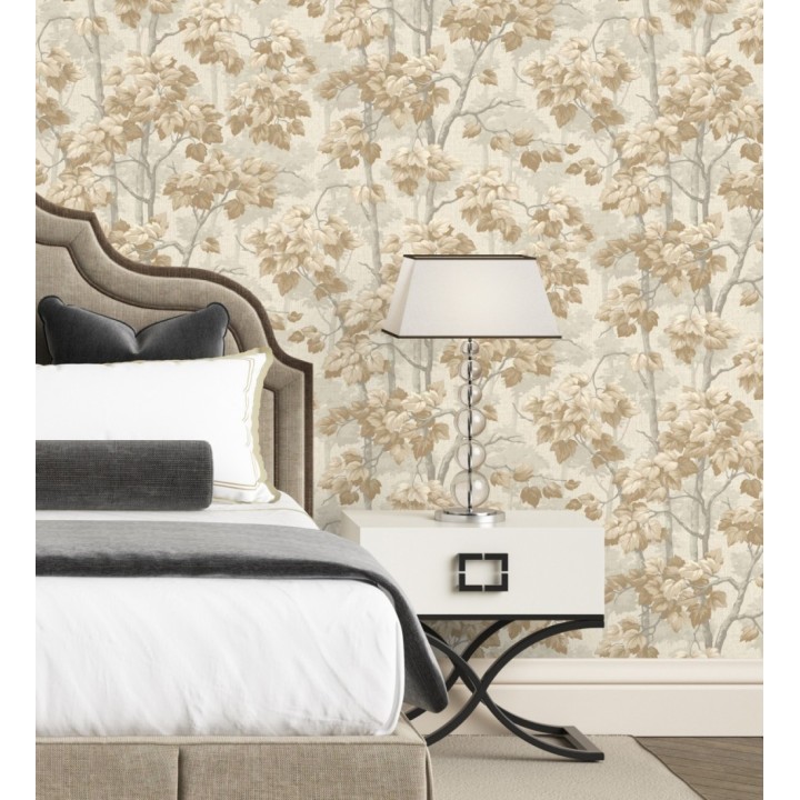 Papel pintado bosque de árboles y hojas en relieve textil - Sylvan Splendor 682872