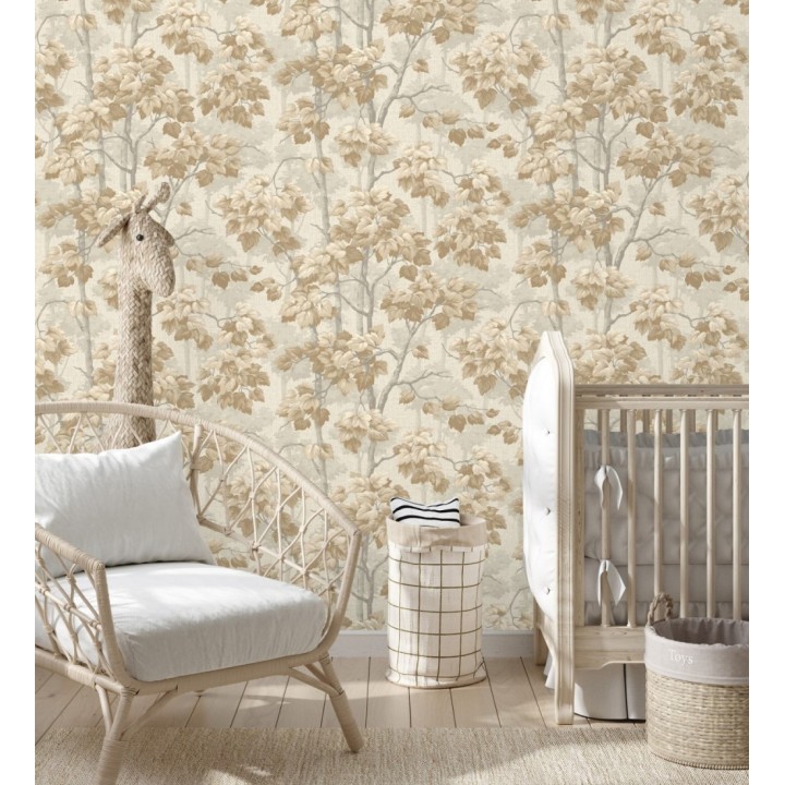 Papel pintado bosque de árboles y hojas en relieve textil - Sylvan Splendor 682872