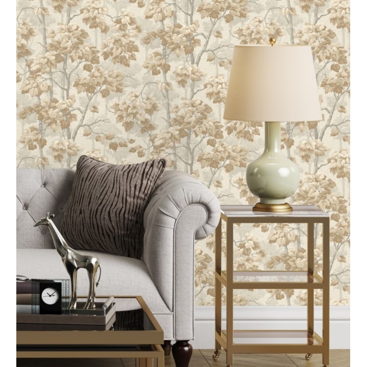 Papel pintado bosque de árboles y hojas en relieve textil - Sylvan Splendor 682872