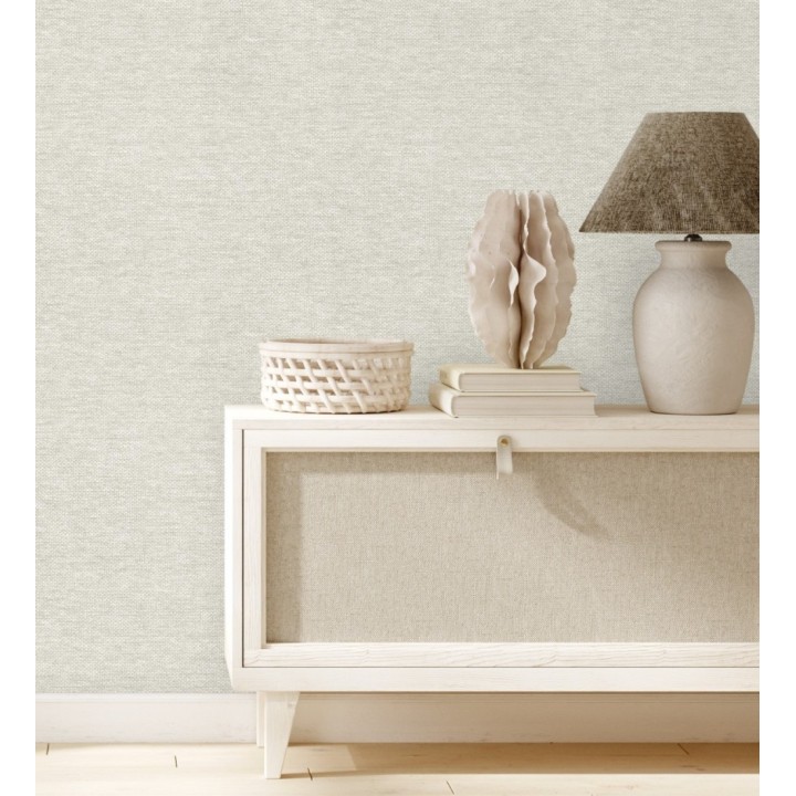 Papel pintado fibra vegetal imitación rafia en relieve color beige claro - Rafia Dalia 682880