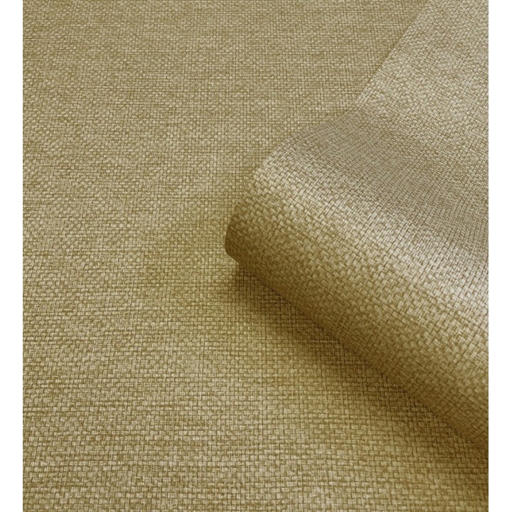 Papel pintado fibra vegetal imitación rafia en relieve color oro viejo - Rafia Dalia 682881