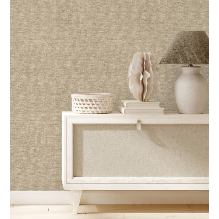 Papel pintado fibra vegetal imitación rafia en relieve color tostado - Rafia Dalia 682882