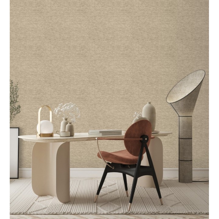 Papel pintado fibra vegetal imitación rafia en relieve color tostado - Rafia Dalia 682882