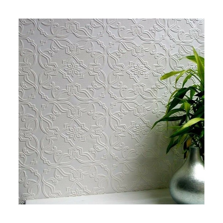 Papel pintado blanco repintable texturizado de alto relieve - Even Texture 123162