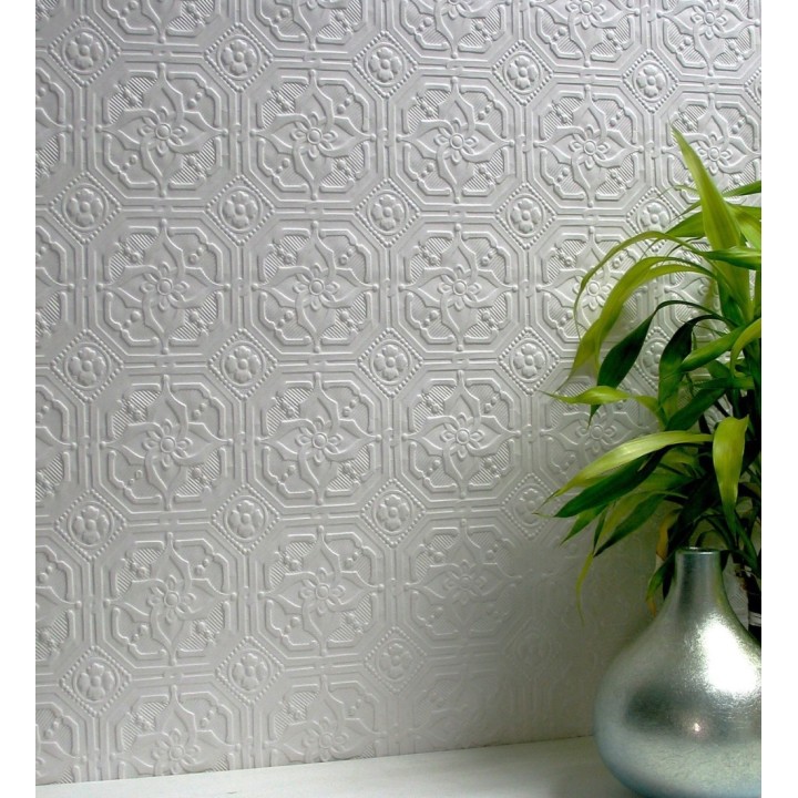 Papel pintado blanco repintable texturizado de alto relieve - Kappa Texture 123166