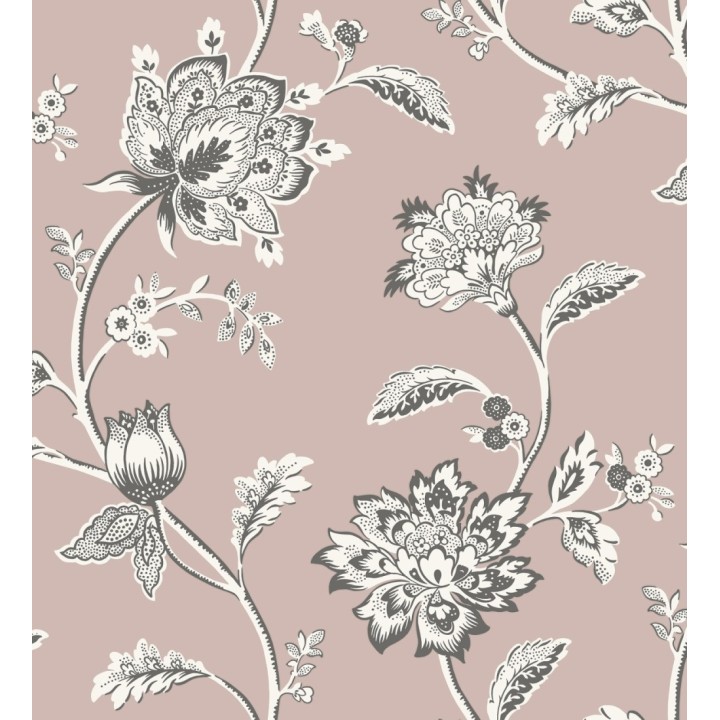 Papel pintado de flores y ramas fondo rosa - Dijon Flowers 682911