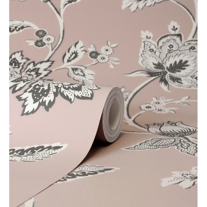 Papel pintado de flores y ramas fondo rosa - Dijon Flowers 682911