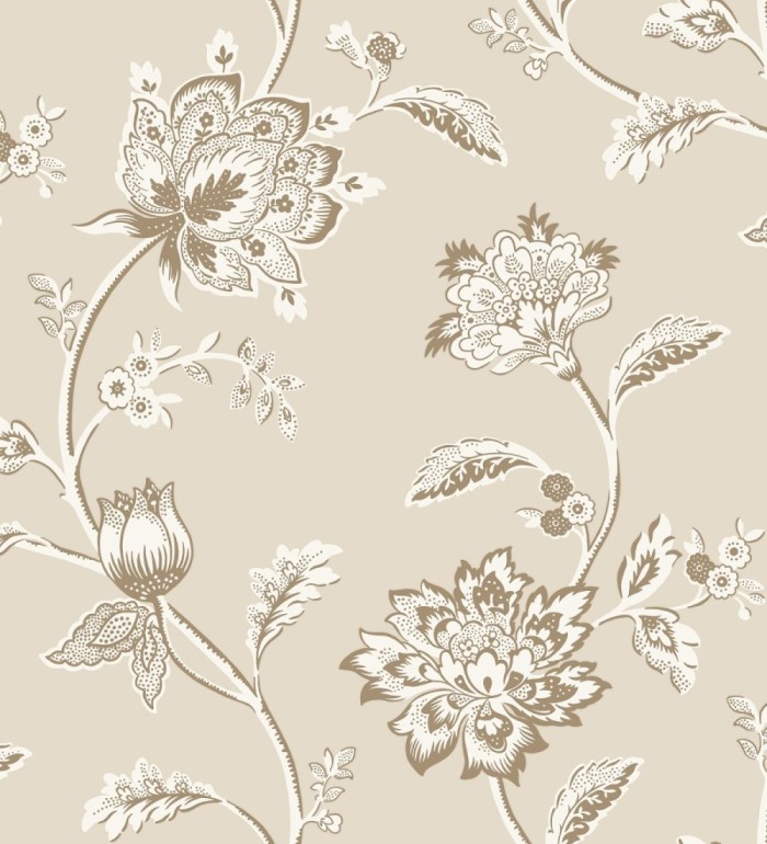 Papel pintado de flores y ramas fondo beige - Dijon Flowers 682912