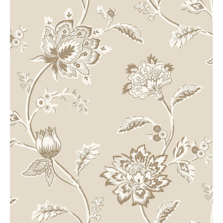 Papel pintado de flores y ramas fondo beige - Dijon Flowers 682912