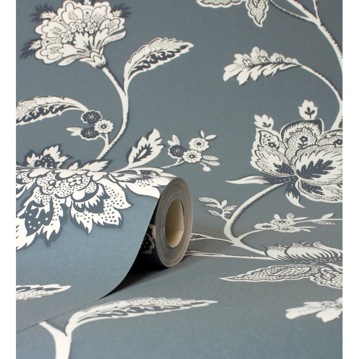 Papel pintado de flores y ramas fondo azul - Dijon Flowers 682913