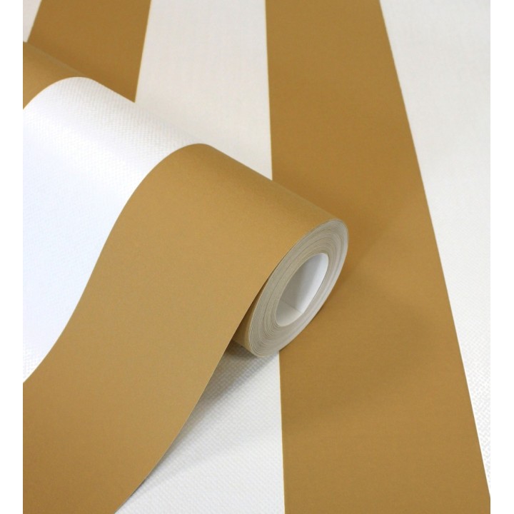 Papel pintado de rayas ocre con textura suave - Dijon Stripes 682915