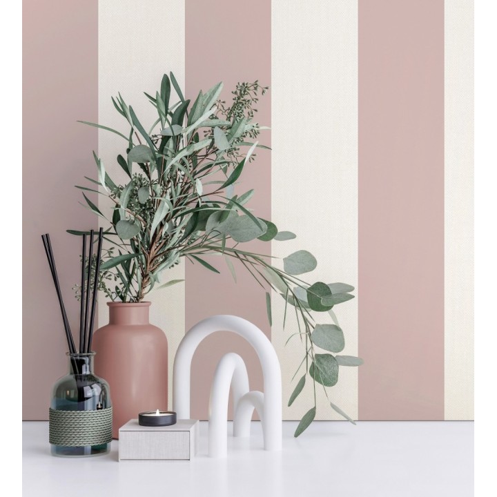 Papel pintado de rayas rosa con textura suave - Dijon Stripes 682916