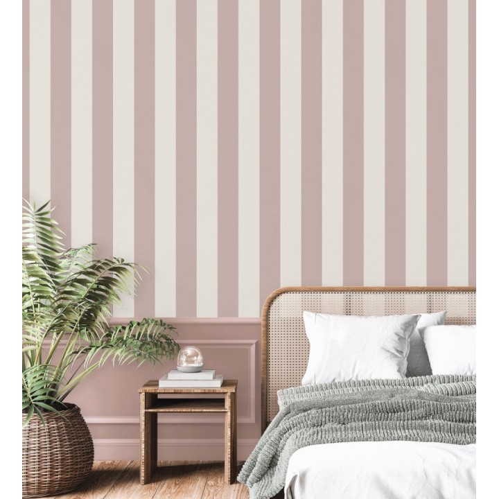 Papel pintado de rayas rosa con textura suave - Dijon Stripes 682916