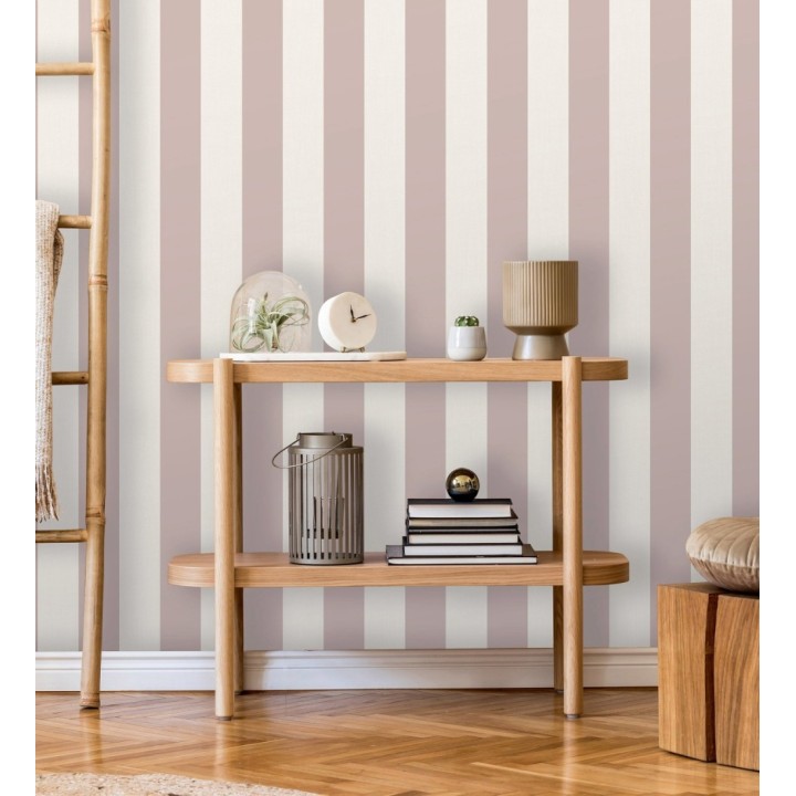 Papel pintado de rayas rosa con textura suave - Dijon Stripes 682916