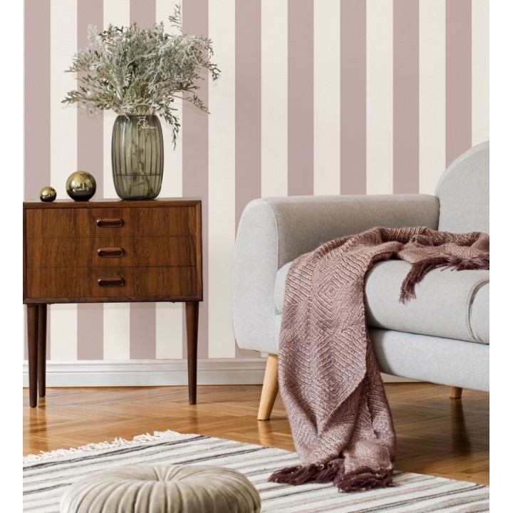 Papel pintado de rayas rosa con textura suave - Dijon Stripes 682916