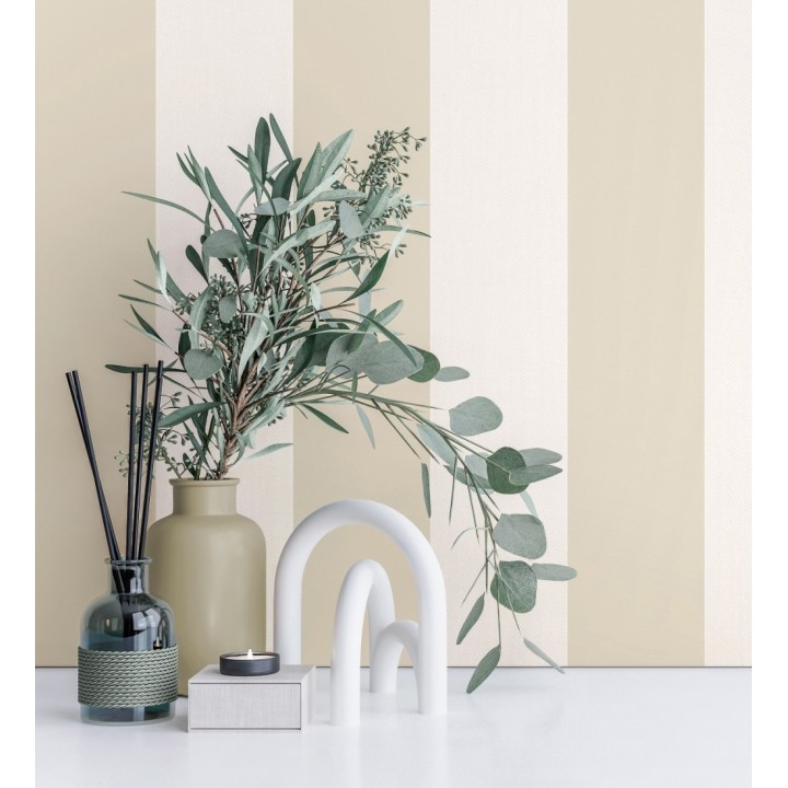 Papel pintado de rayas beige con textura suave - Dijon Stripes 682917