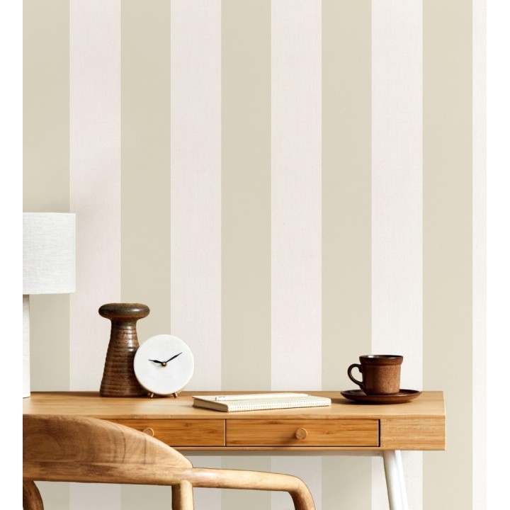 Papel pintado de rayas beige con textura suave - Dijon Stripes 682917