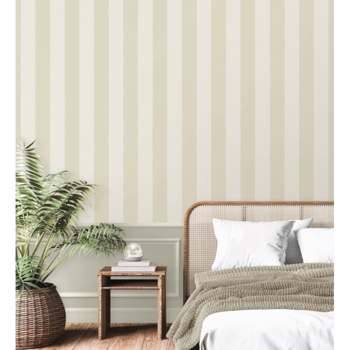 Papel pintado de rayas beige con textura suave - Dijon Stripes 682917