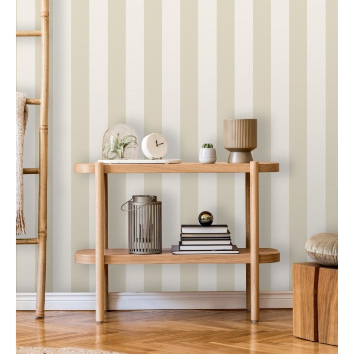 Papel pintado de rayas beige con textura suave - Dijon Stripes 682917