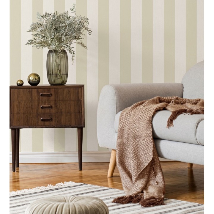 Papel pintado de rayas beige con textura suave - Dijon Stripes 682917