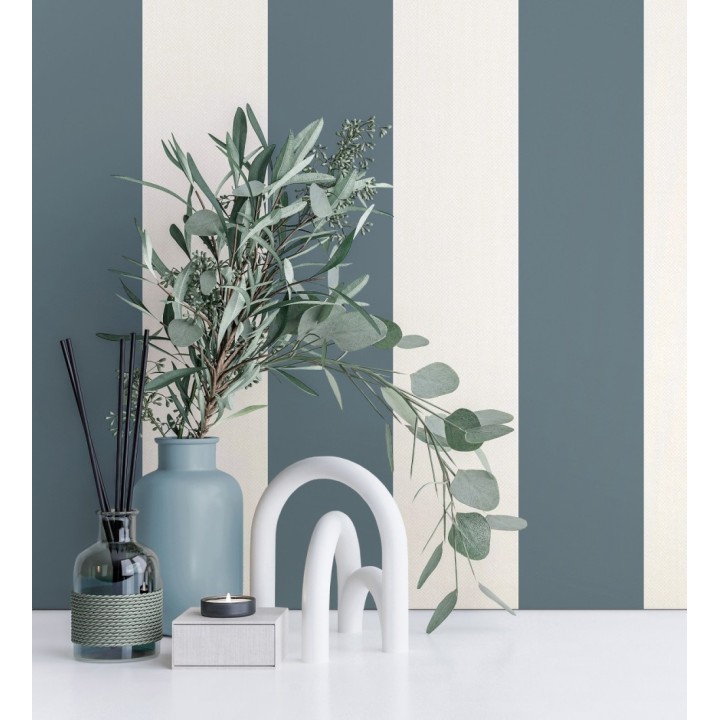 Papel pintado de rayas azul con textura suave - Dijon Stripes 682918
