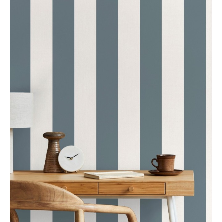 Papel pintado de rayas azul con textura suave - Dijon Stripes 682918