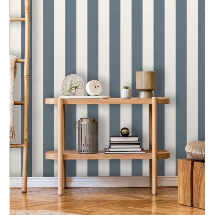 Papel pintado de rayas azul con textura suave - Dijon Stripes 682918