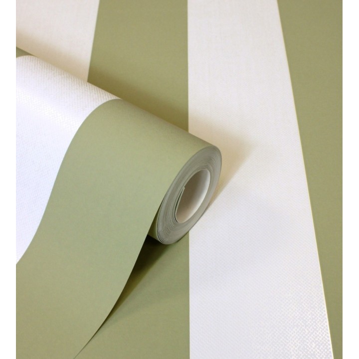 Papel pintado de rayas verde con textura suave - Dijon Stripes 682919