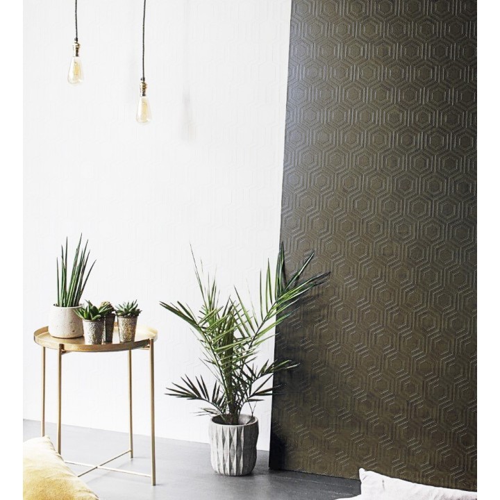 Papel pintado geométrico blanco repintable texturizado de alto relieve - Ironed Texture 123178