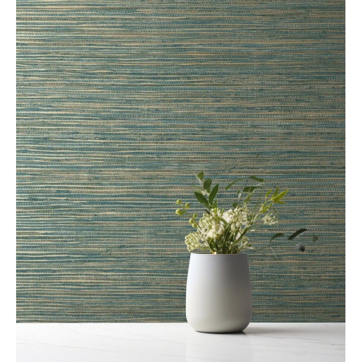 Papel pintado imitación fibra vegetal verde - Manila Modern Fibers 682923