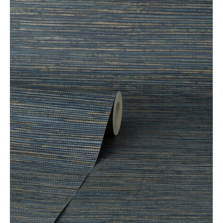 Papel pintado imitación fibra vegetal azul - Manila Modern Fibers 682924