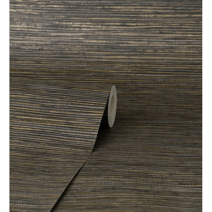 Papel pintado imitación fibra vegetal color chocolate - Manila Modern Fibers 682925