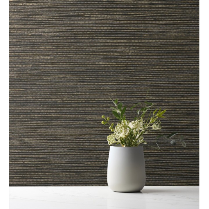 Papel pintado imitación fibra vegetal color chocolate - Manila Modern Fibers 682925