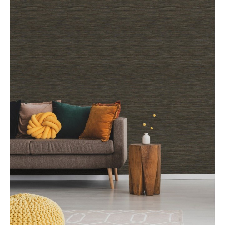 Papel pintado imitación fibra vegetal color chocolate - Manila Modern Fibers 682925