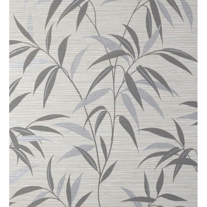 Papel pintado de hojas fondo fibra vegetal blanca y gris - Manila Whispers 682926