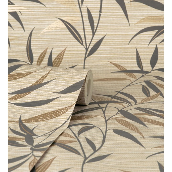 Papel pintado de hojas fondo fibra vegetal natural - Manila Whispers 682927
