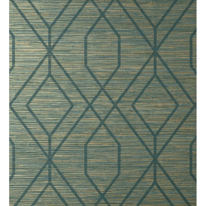 Papel pintado geométrico fondo fibra vegetal verde - Manila Diamond 682928