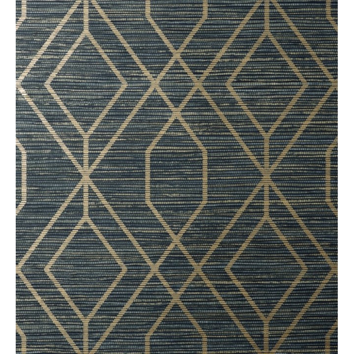 Papel pintado geométrico fondo fibra vegetal azul - Manila Diamond 682929