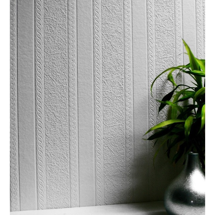 Papel pintado rayas blancas desiguales repintable texturizado de alto relieve - Inverse Texture 123183