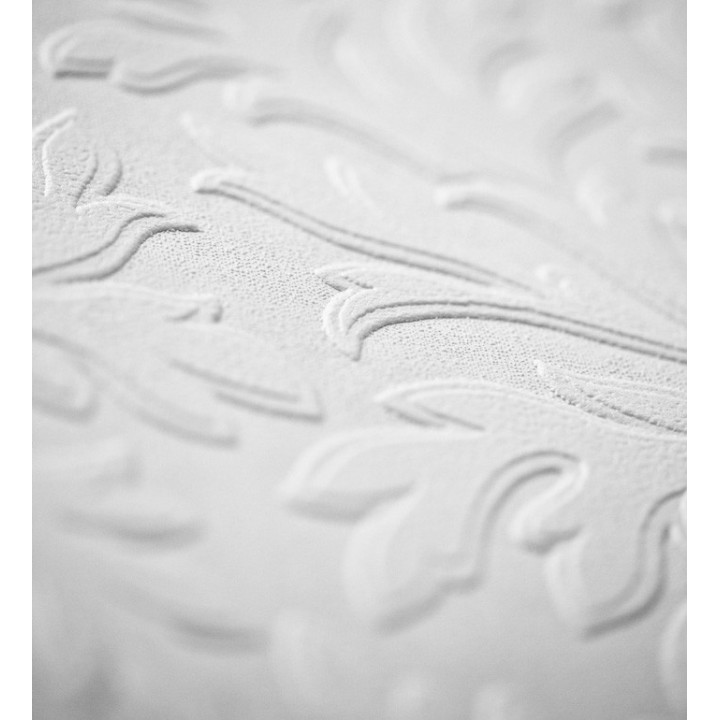 Papel pintado blanco repintable volutas de alto relieve - Ornam Texture 123184