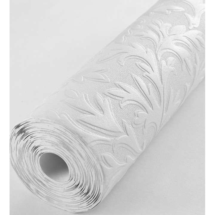 Papel pintado blanco repintable volutas de alto relieve - Ornam Texture 123184