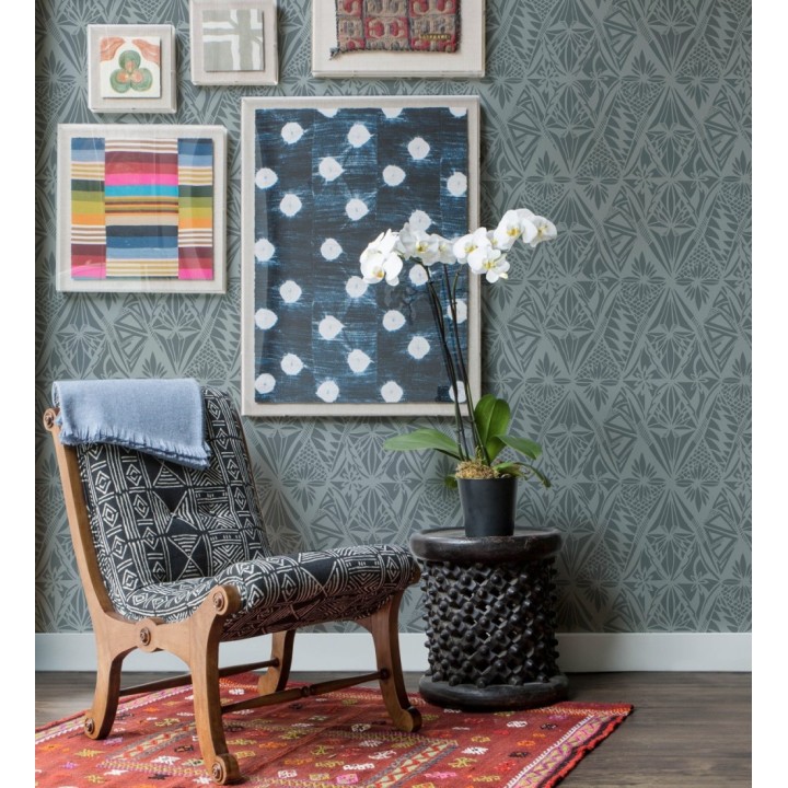 Papel pintado diseño de diamantes florales estilo Art Déco - Tropic Prism 682955