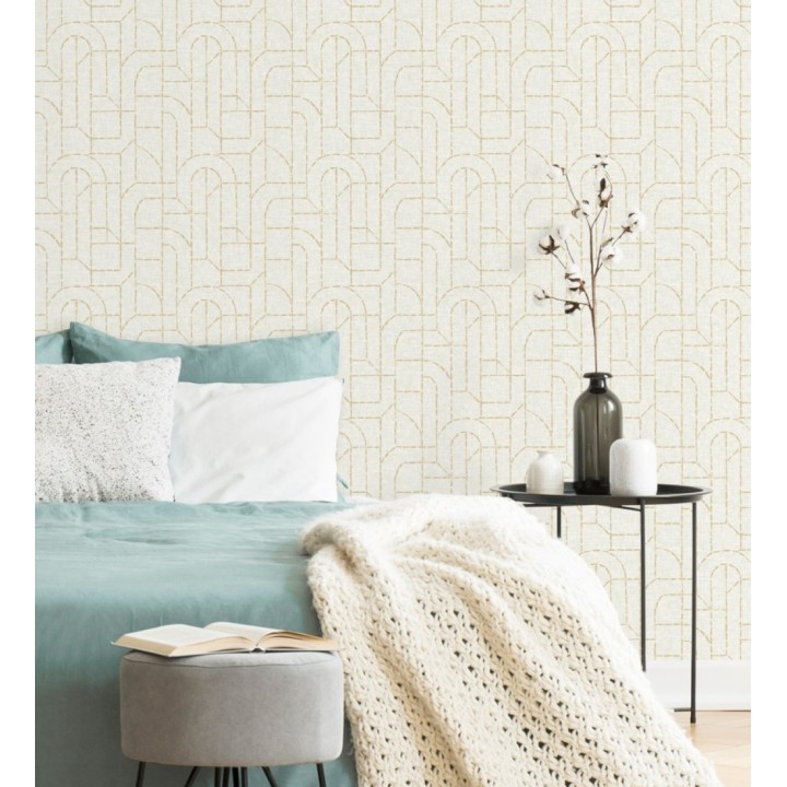 Papel pintado de arcos geométricos líneas amarillas - Narvik Arches 682961