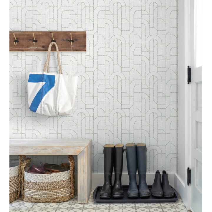 Papel pintado de arcos geométricos líneas verdes - Narvik Arches 682962