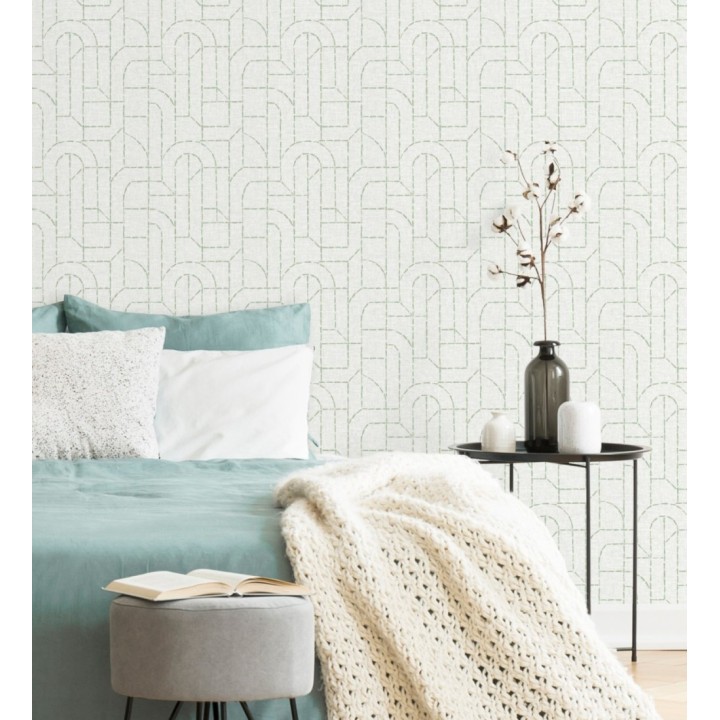 Papel pintado de arcos geométricos líneas verdes - Narvik Arches 682962