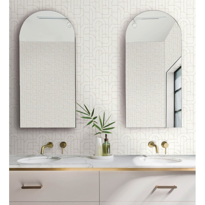 Papel pintado de arcos geométricos líneas beige - Narvik Arches 682963