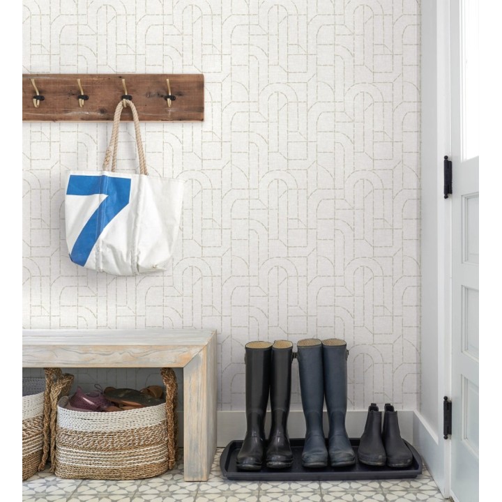 Papel pintado de arcos geométricos líneas beige - Narvik Arches 682963