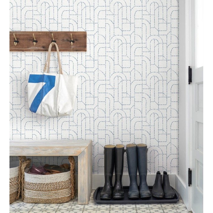 Papel pintado de arcos geométricos líneas azules - Narvik Arches 682964