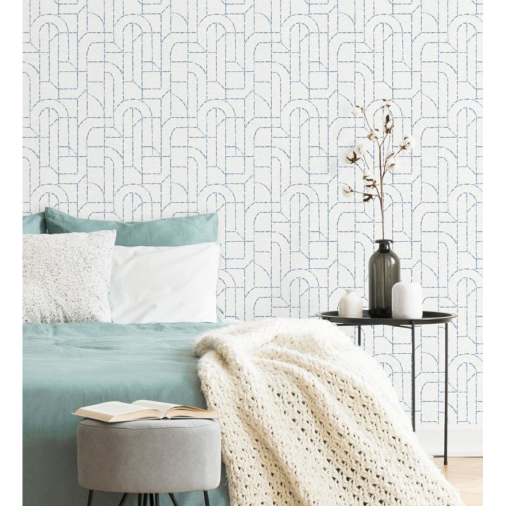 Papel pintado de arcos geométricos líneas azules - Narvik Arches 682964