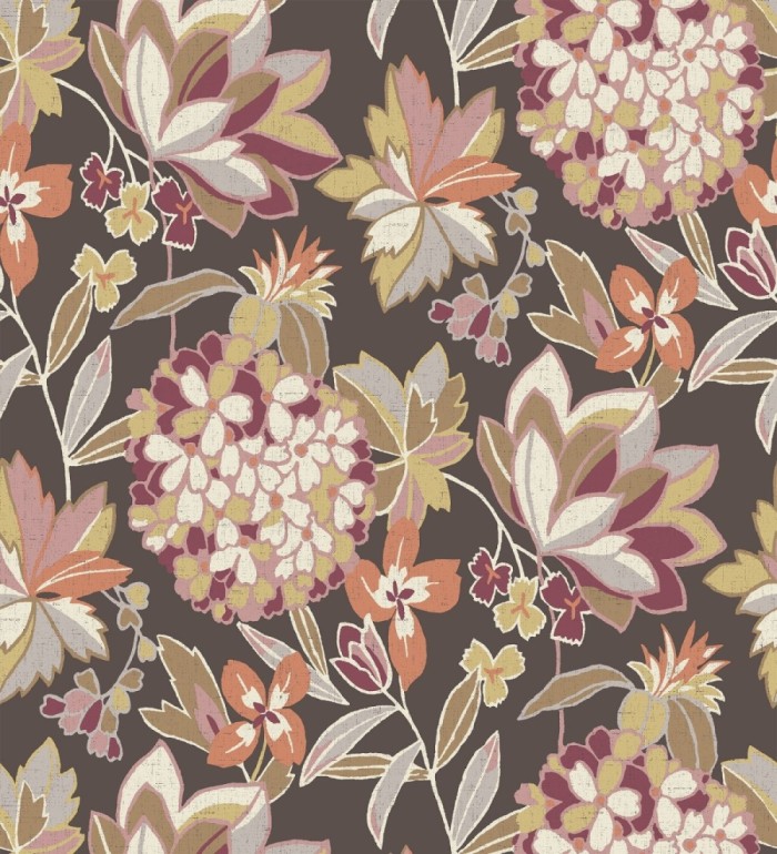 Papel pintado de flores exuberantes con estilo cottage - Midnight Florals 682967